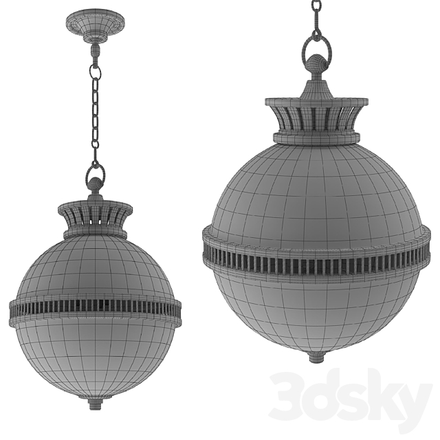 Visual Comfort Alderly 3 Light Globe Pendant 3d