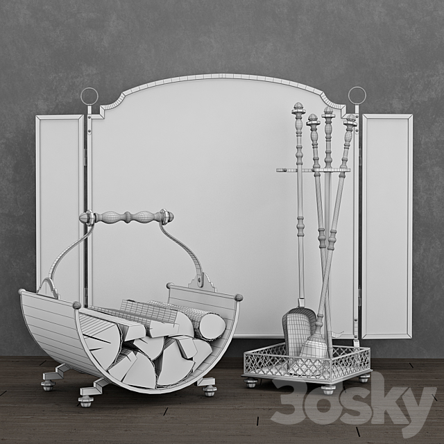 Fireplace accessories 3d
