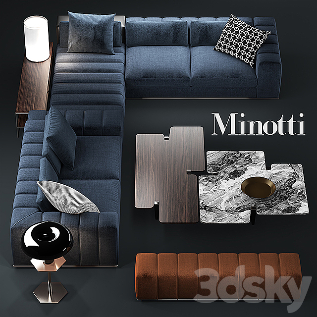 Sofa minotti freeman seating system 3DSMax File - thumbnail 1