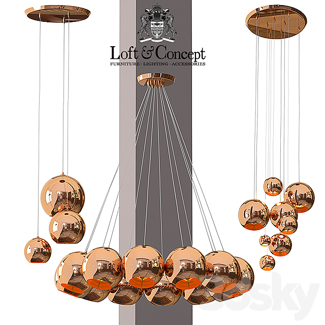 Copper Shade Chandelier 3d