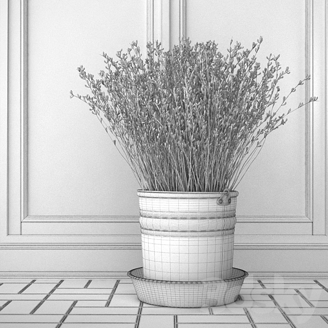 Bouquet of lilac flowers in a bucket 3DSMax File - thumbnail 3