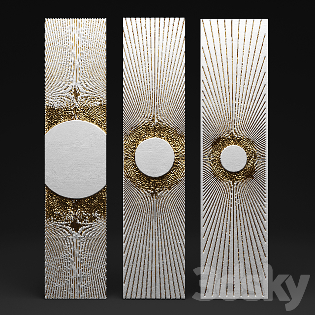 Decor for wall. Panel. 3D. picture. white. gold. luxury decor. wall decor 3DSMax File - thumbnail 1