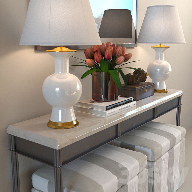 Iron bracket with a pair of puffs 3d