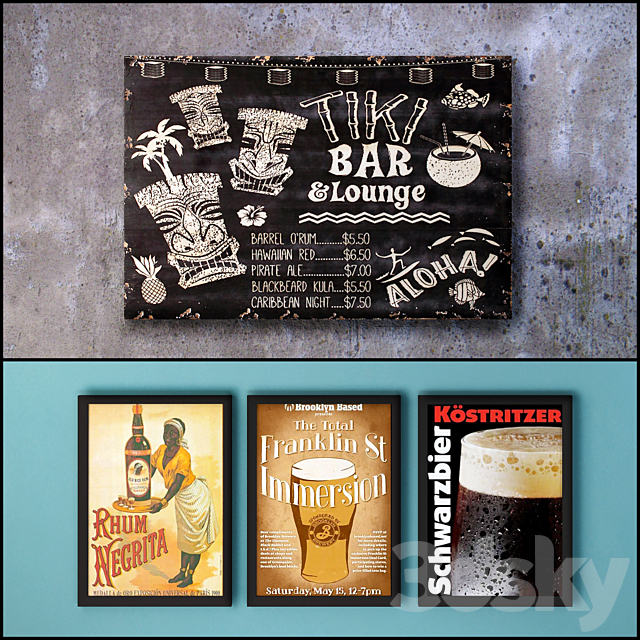 The picture in the frame: a collection of 79. Bar topic 3d