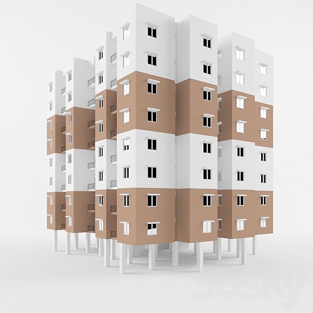 3BHK Multi-storey residential Apartment 3DSMax File - thumbnail 1