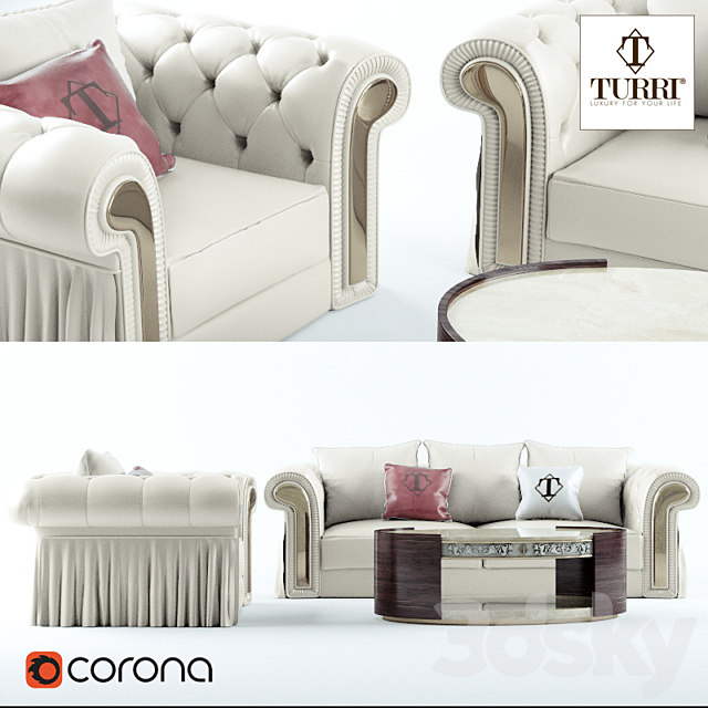 Sofa. chair. coffee table Turri Couture 3DSMax File - thumbnail 1