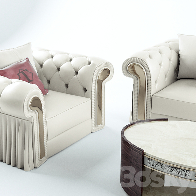 Sofa. chair. coffee table Turri Couture 3DSMax File - thumbnail 2