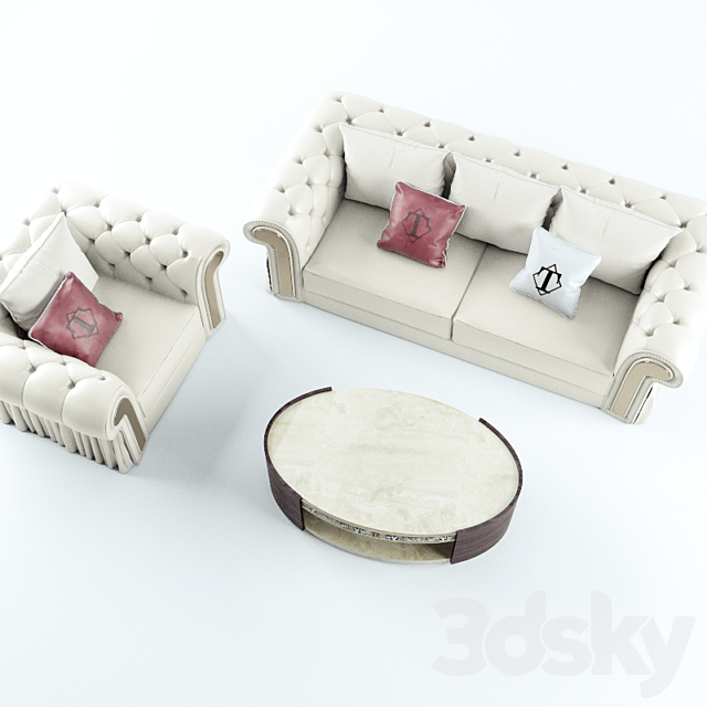 Sofa. chair. coffee table Turri Couture 3DSMax File - thumbnail 3