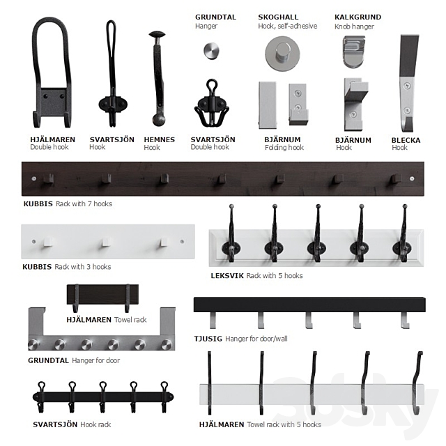 IKEA hooks and hangers 3DSMax File - thumbnail 1