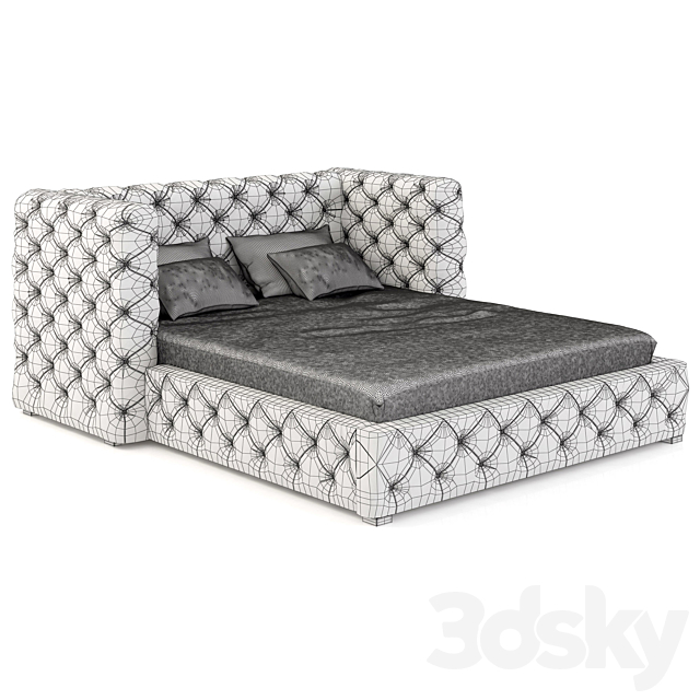 Restoration Hardware Tribeca Tufted Leather Platform Bed 3d