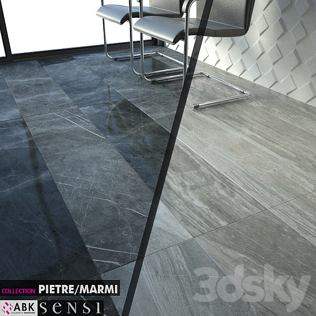 ABK COLLECTION PIETRE MARMI SENSI ARABESQUE SILVER PIETRA GREY Set 02 3d
