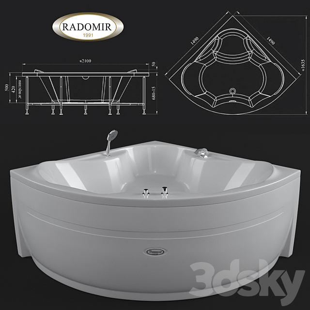 Tub “Sandra” from the company Radomir 3DSMax File - thumbnail 3