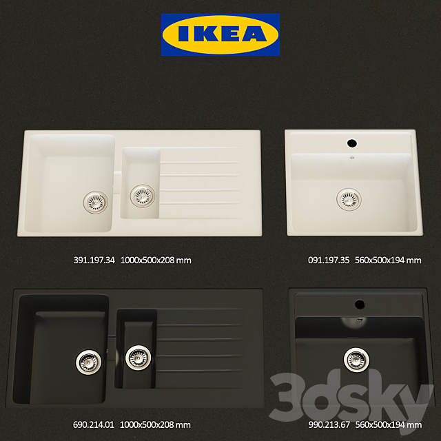 IKEA HALLVIKEN Sinks 3DSMax File - thumbnail 1