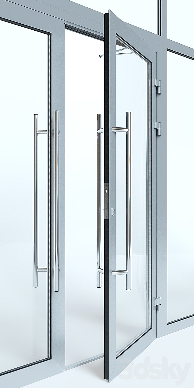 Aluminium door with partitions 3d