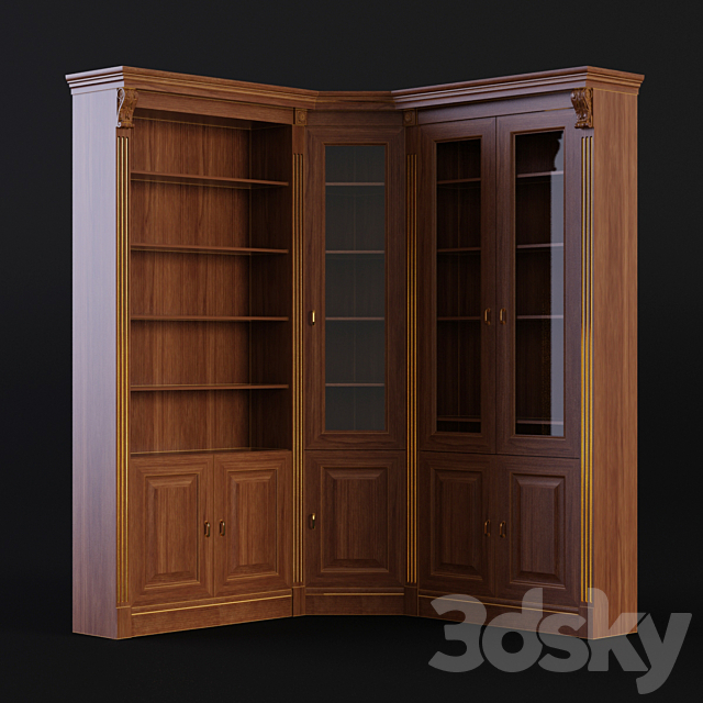 Wardrobe corner. Library. Sameba 3d