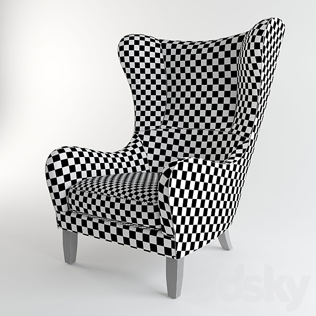 Garbo Leather Wingback Chair 3DSMax File - thumbnail 2