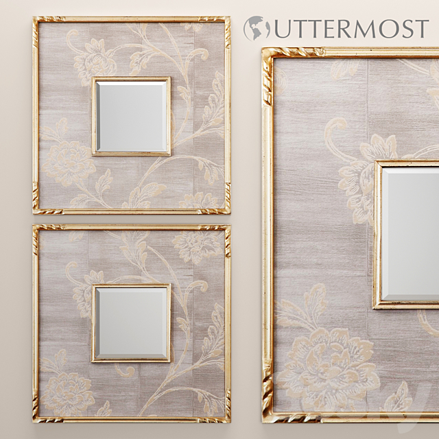 Evelyn Square Mirror. luxury. golden. decorative. frame. Uttermost. wall decor. decorative. interior. mirror 3DSMax File - thumbnail 1