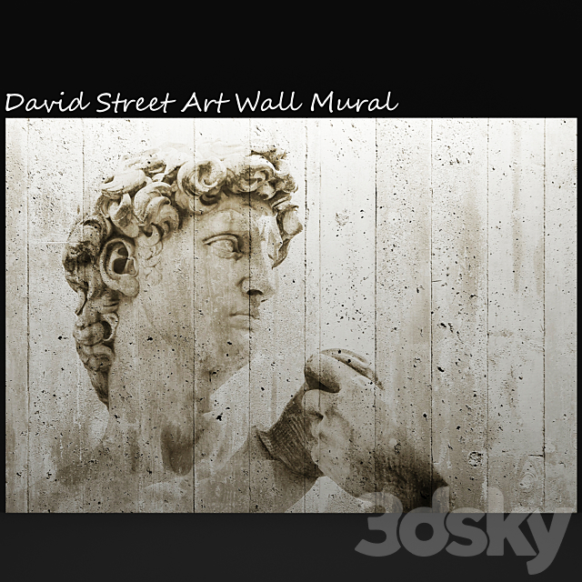 David Street Art Wall Mural. david. mural. painting. concrete. wall 3DSMax File - thumbnail 1