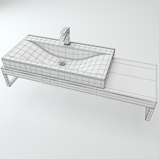 Washbasin on the wooden plate 3DSMax File - thumbnail 3