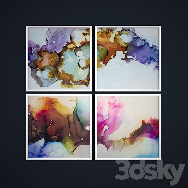 The collection of abstract paintings “Aqua” 3DSMax File - thumbnail 1