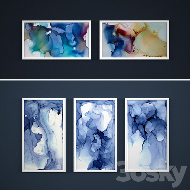 The collection of abstract paintings “Aqua” 3DSMax File - thumbnail 3