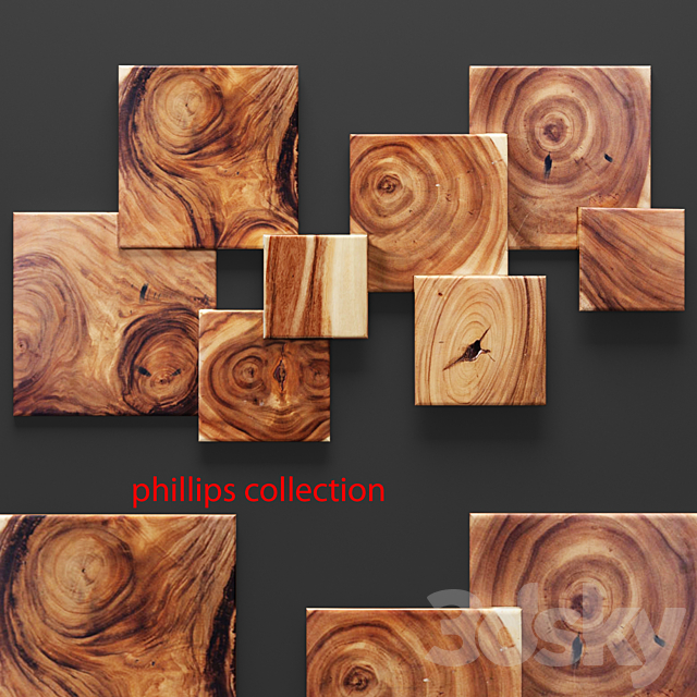 Square Standout Wall Art Set of 8. wall decor. panel. wooden. picture 3DSMax File - thumbnail 1