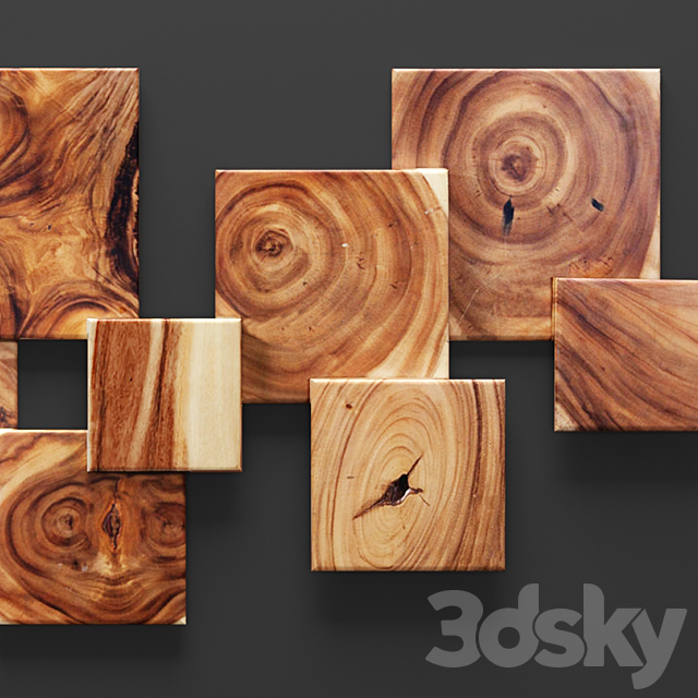 Square Standout Wall Art Set of 8. wall decor. panel. wooden. picture 3DSMax File - thumbnail 2