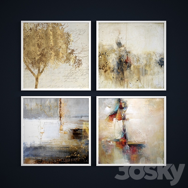 The collection of abstract paintings “Gold variations” 3DSMax File - thumbnail 1