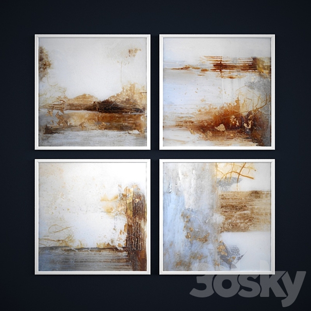 The collection of abstract paintings “Gold variations” 3DSMax File - thumbnail 2