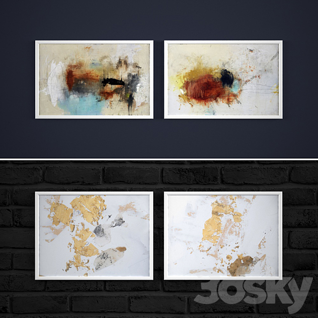 The collection of abstract paintings “Gold variations” 3DSMax File - thumbnail 3