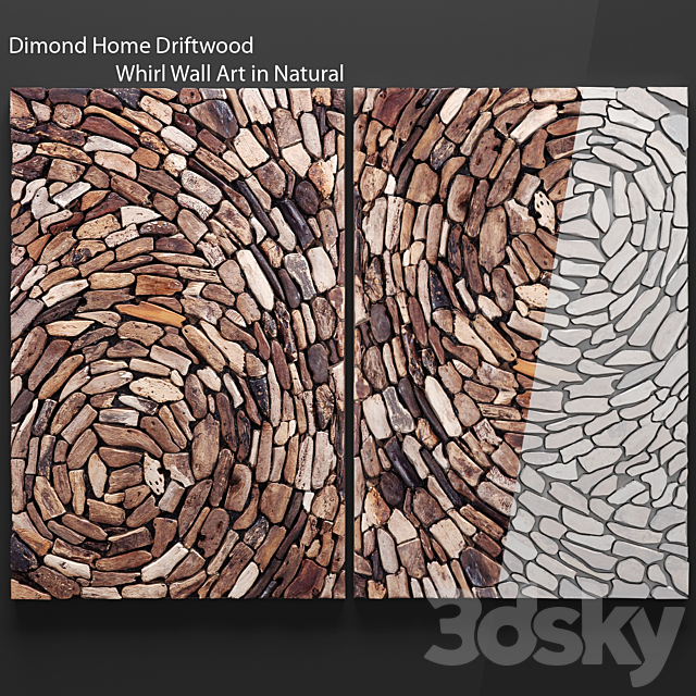 Dimond Home Driftwood Whirl Wall Art. wall decor. plank panels. wooden decor. boards. wooden wall. panel. slats. picture. bars. eco. eco-design 3DSMax File - thumbnail 1