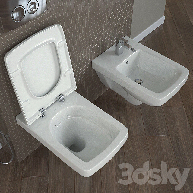 WC suspended NOVA PRO Rimfree hung bidet rectangular tm KOLO 3d