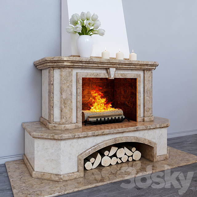 Klasiichesky fireplace 3d