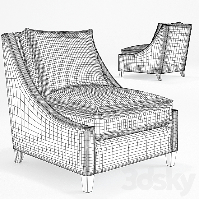 Barbara Barry _Curved Back Lounge Chair_No. 883-33 _Occasional Chair 3DSMax File - thumbnail 3