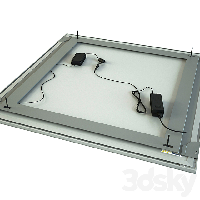 LED panel PSD-24 (C0606-ARM) with fastening in suspended ceiling 3d