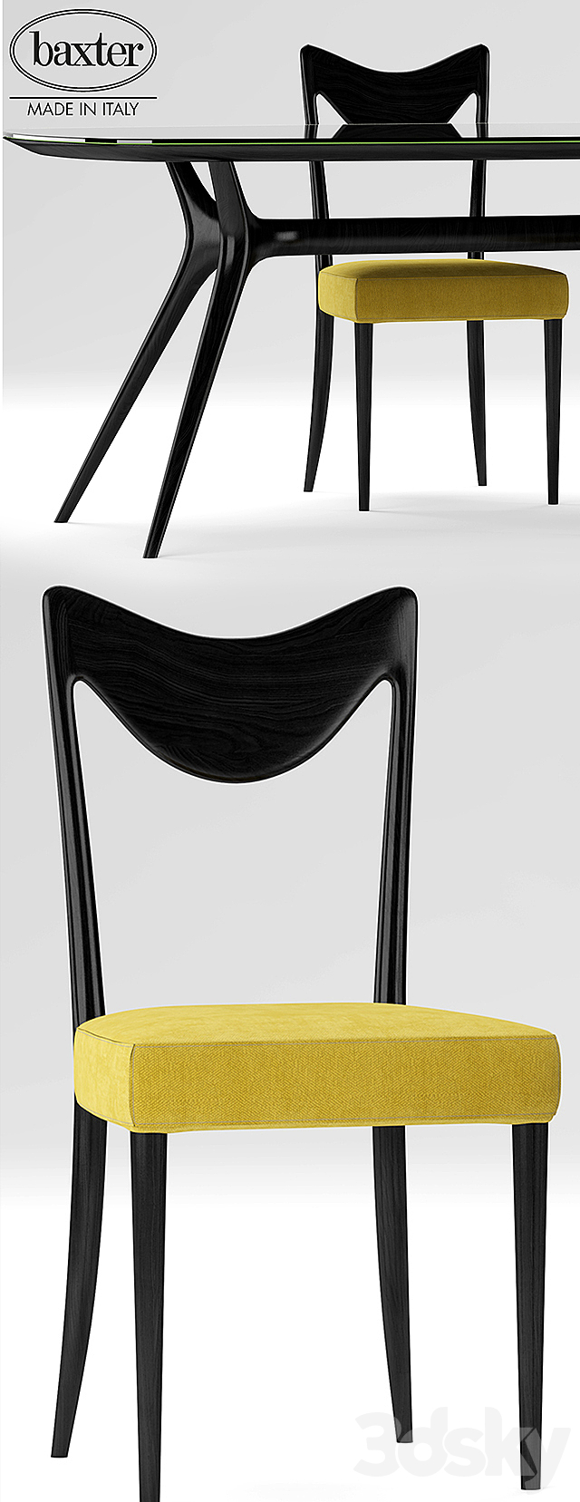 Table and chairs Baxter ODETTE 3DSMax File - thumbnail 2