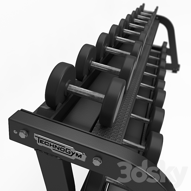 TECHNOGYM. PURE STRENGTH - ADJUSTABLE BENCH; FREE WEIGHTS - DUMBBELLS 3d