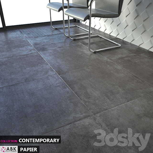 ABK COLLECTION CONTEMPORARY PAPIER ANTRACITE GRIGIO Set 01 3d