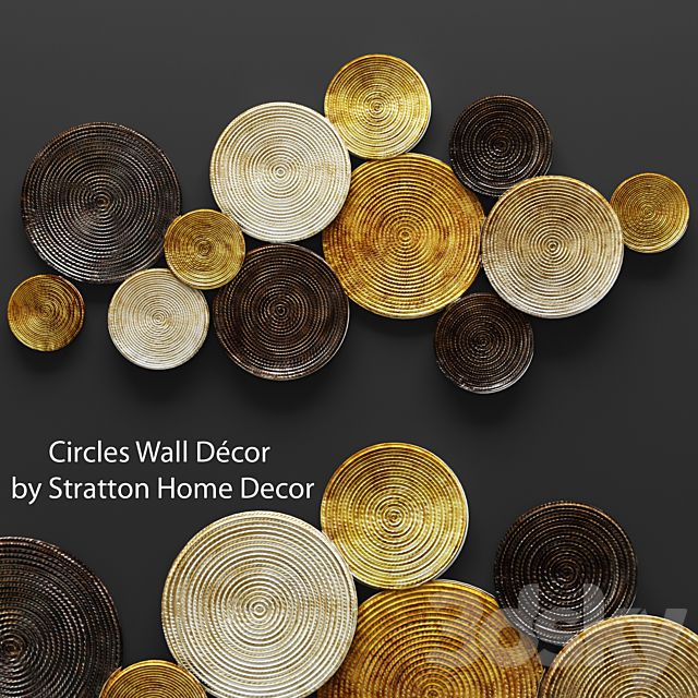 Circles Wall Decor. wall decor. disks. panels. picture. wall decor. gold. luxury. panel. design. metal decor 3DSMax File - thumbnail 1