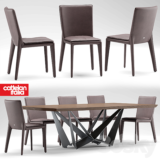 Table and chairs cattelan italia VITTORIA 3DSMax File - thumbnail 1