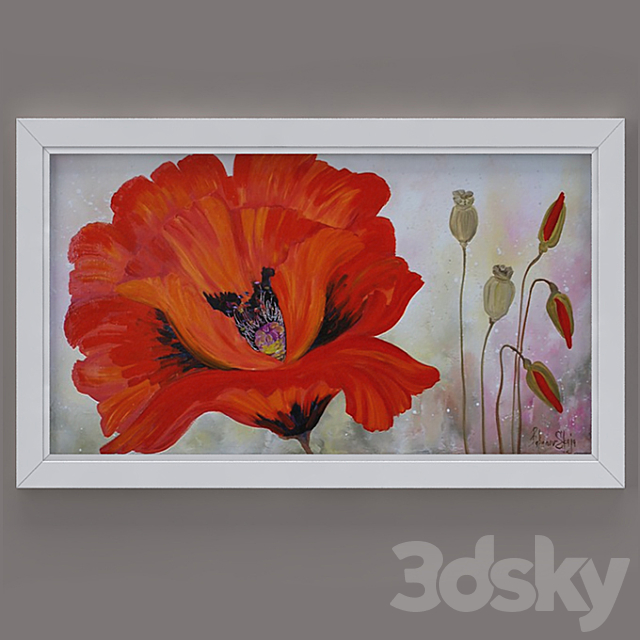 Set of modern paintings “Poppies” 3DSMax File - thumbnail 2