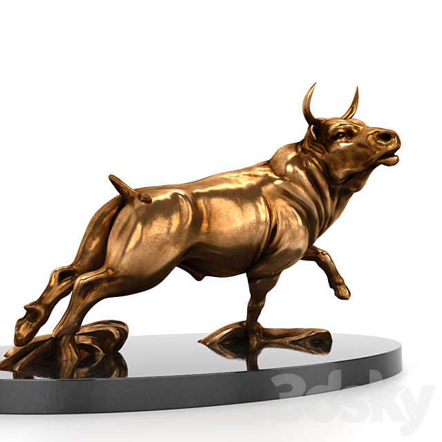 A bronze statue of a bull 3DSMax File - thumbnail 1