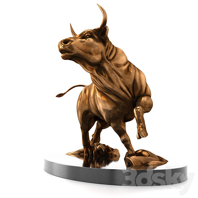 A bronze statue of a bull 3DSMax File - thumbnail 2