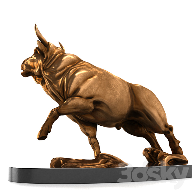 A bronze statue of a bull 3DSMax File - thumbnail 3