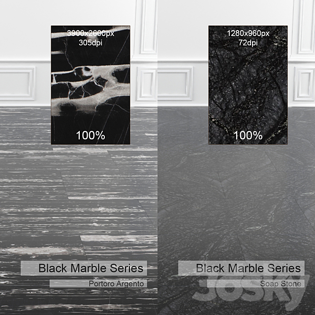 Black Marble Set 4 3d