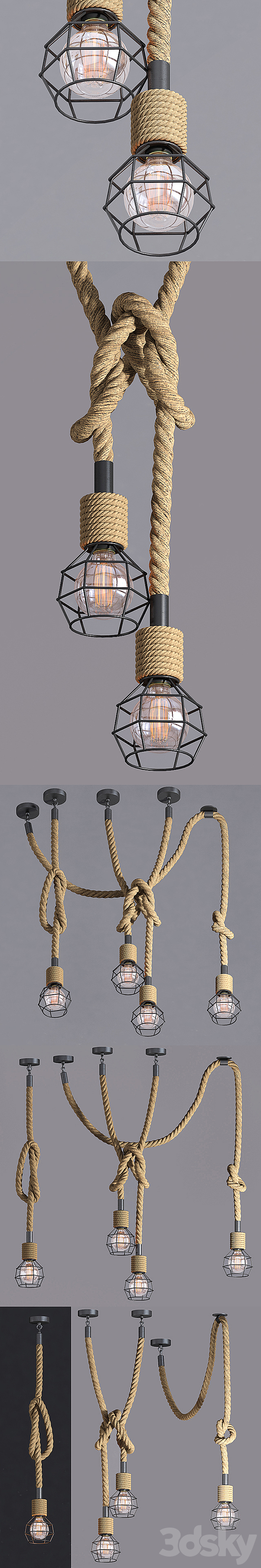 Rope Suspension Lamp 3d