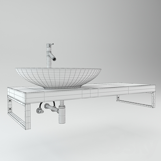 Washbasin on the wooden plate 3DSMax File - thumbnail 3