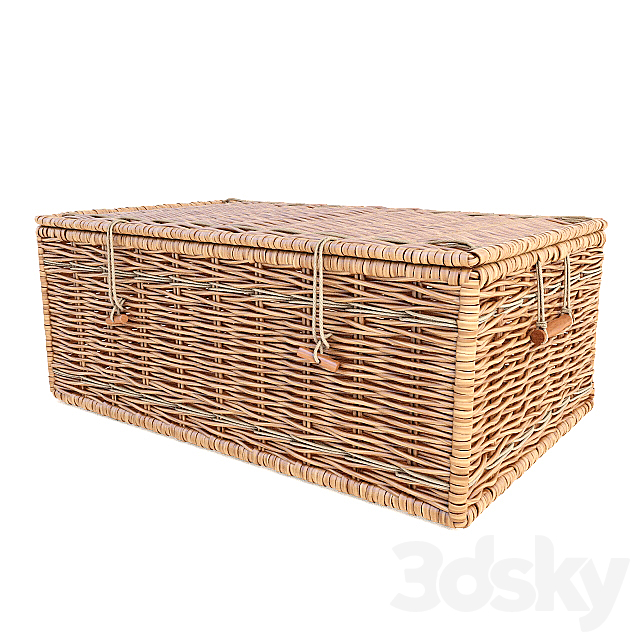 wicker basket with rope handles 3DSMax File - thumbnail 1