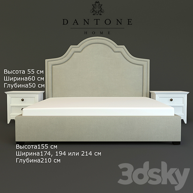 dantone bed and nightstand 3DSMax File - thumbnail 1