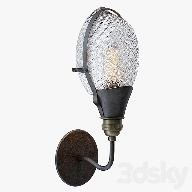 Early Style Quilted Glass Operating Room Light Sconce 3DSMax File - thumbnail 1